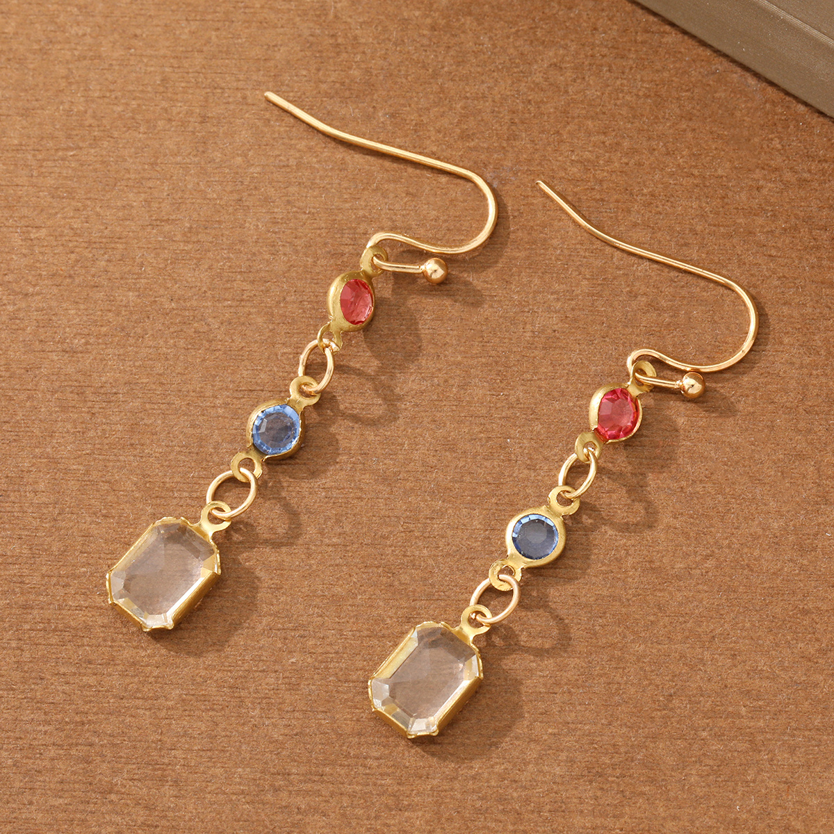 Women's Retro Style Long Chain Color-Block Dangle Earrings